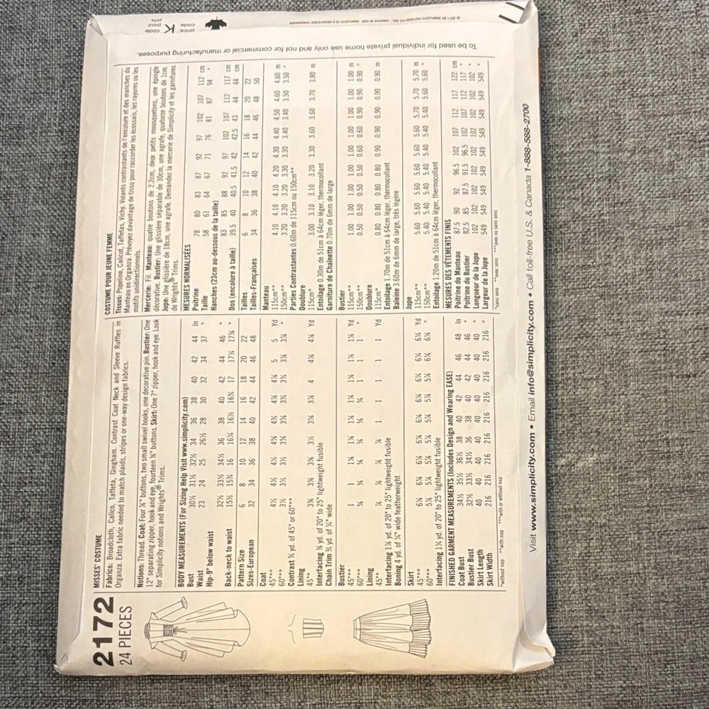 Simplicity sewing pattern